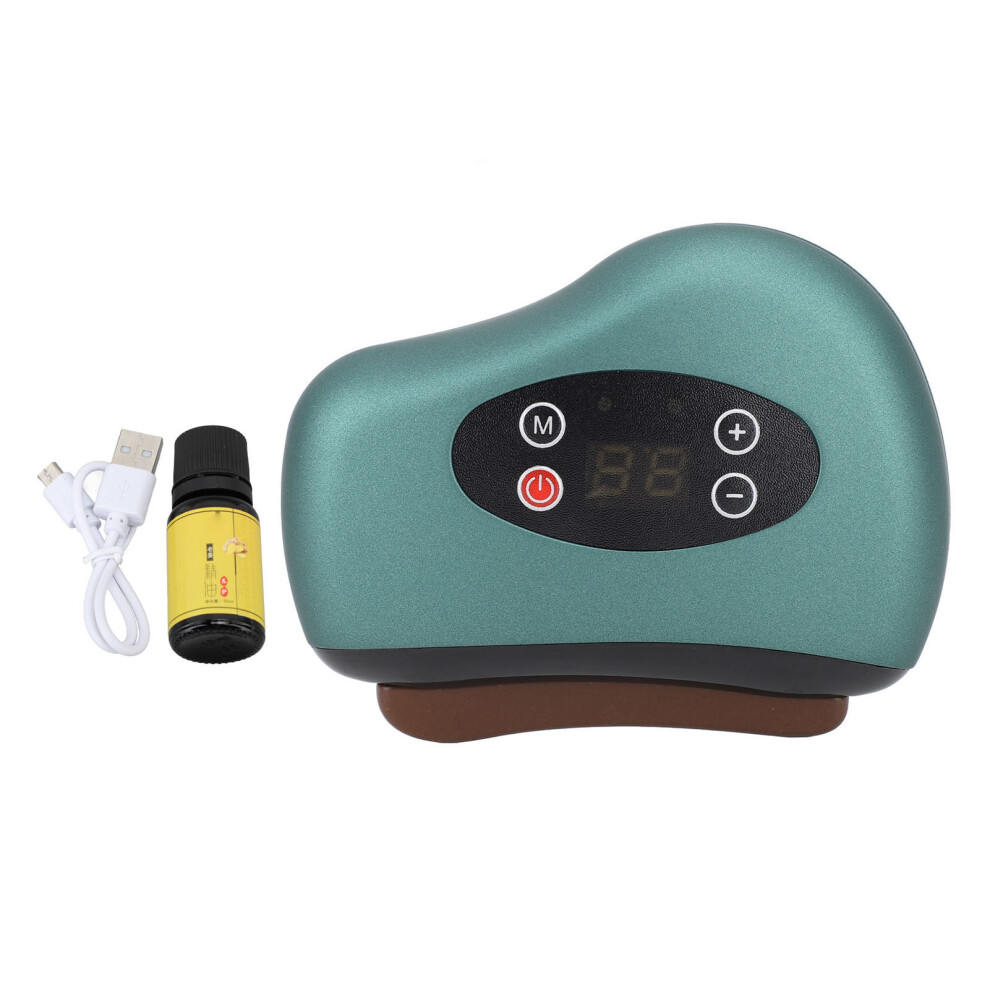 (Dark Green) Electric Heated Gua Sha Tool 12 Levels Red Stone Needle Dark Green 461605356037