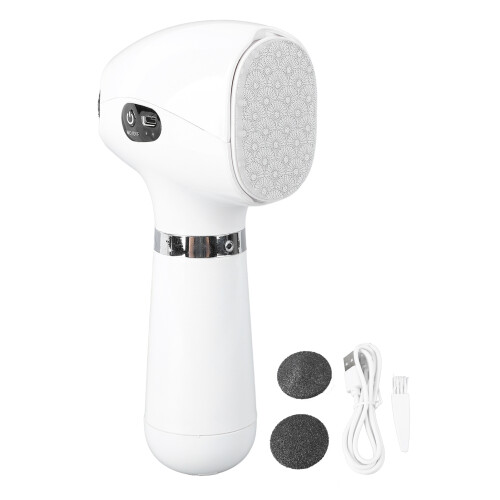 (White) Electric Foot Grinder 2pcs Head USB Rechargeable Callus Remover Black