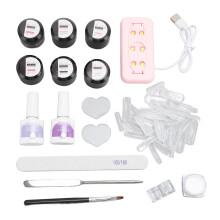 Nail Extension Kit UV Lamp Strengthener Base Coat Flakes Polish