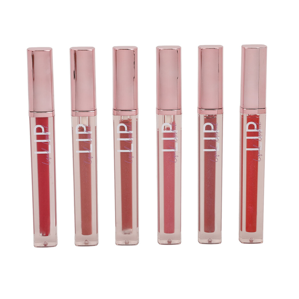 (02) 6Pcs Lip Gloss Set 6 Colors Hydrating Long Lasting Liquid Lipstick 3g