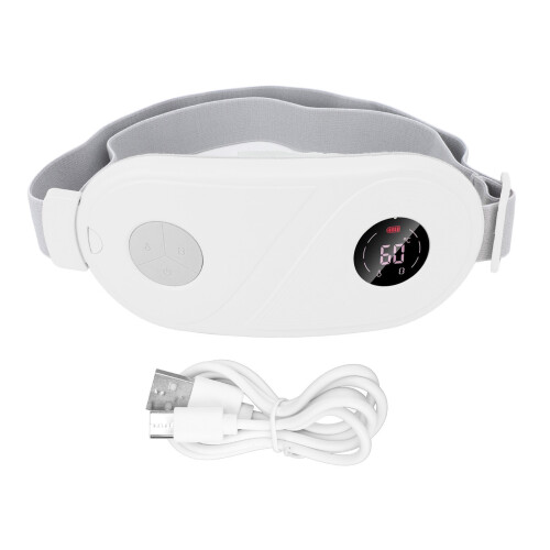 (White) Menstrual Heating Pad mit Vibration, 3 Temp, wiederaufladbar