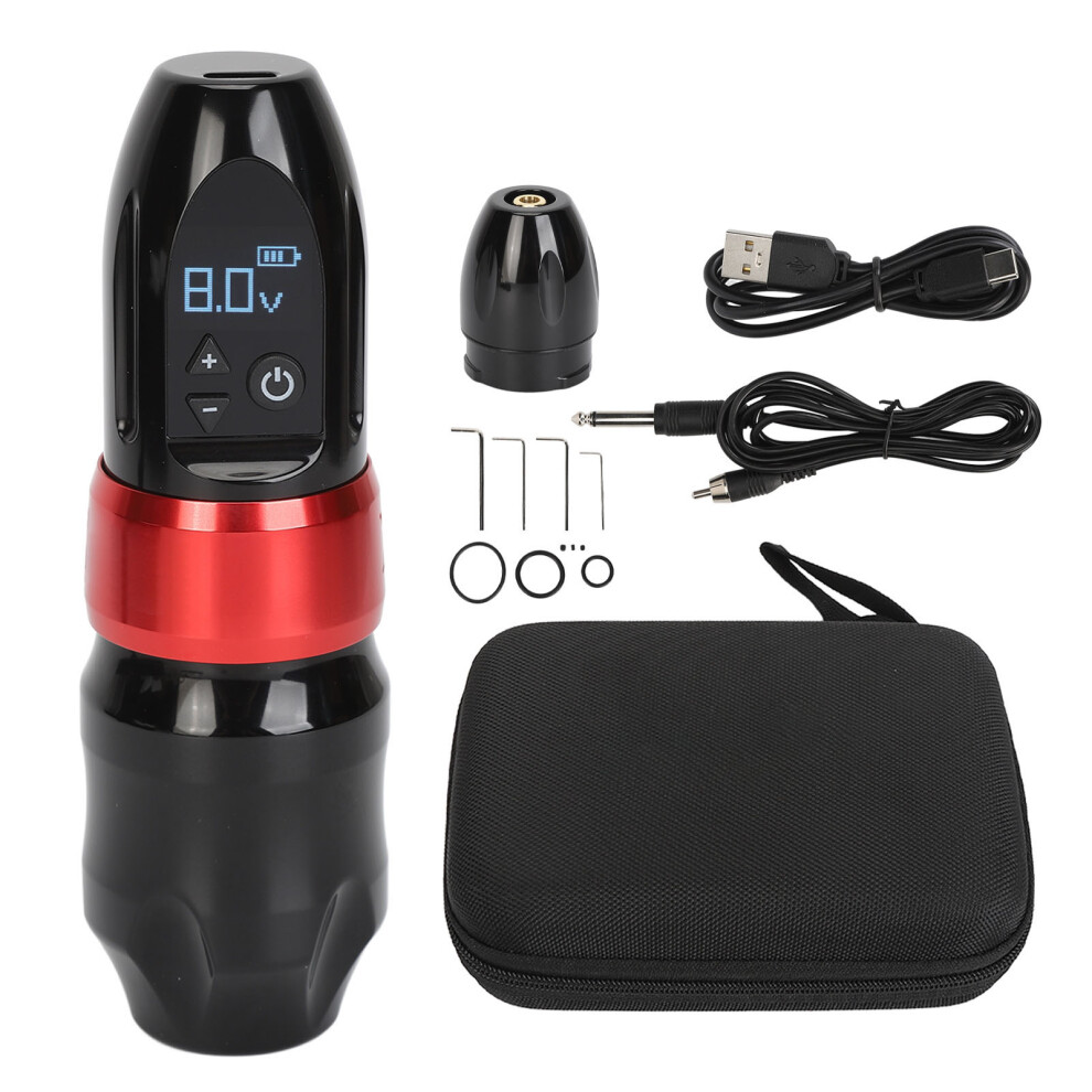 Red (Red) 2400Mah Rotary Wireless Tattoo Kit 4Mm Stroke Liner Shader