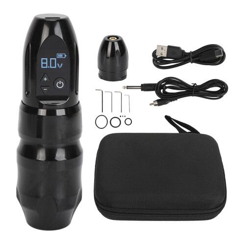 (Black) 2400mAh draadloos tattoo set 4mm