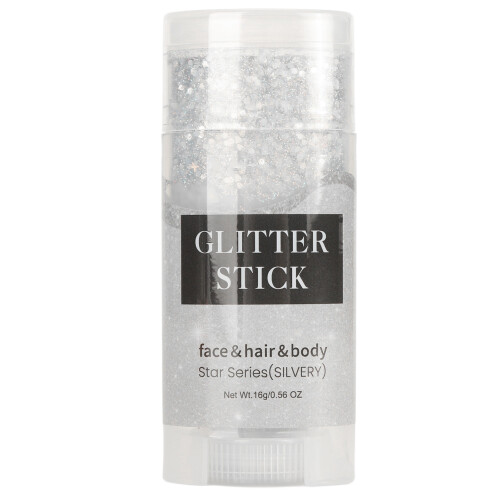 (Silver) Glitzer-Stick 16g Silber für Körper, Gesicht, Haar, Halloween