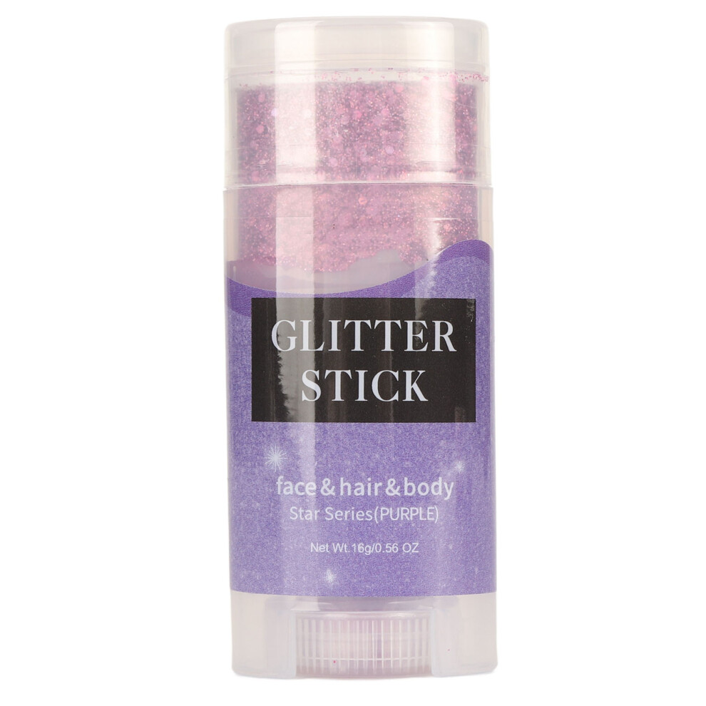 (Purple) Body Glitter Stick 16g Purple Sparkling Makeup for Festival Party