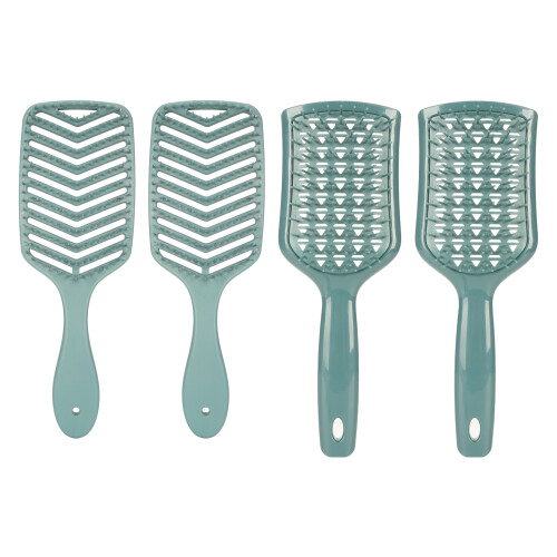 2PCS Diamond V Shaped Hollow Comb Curved Paddle Detangling Brush