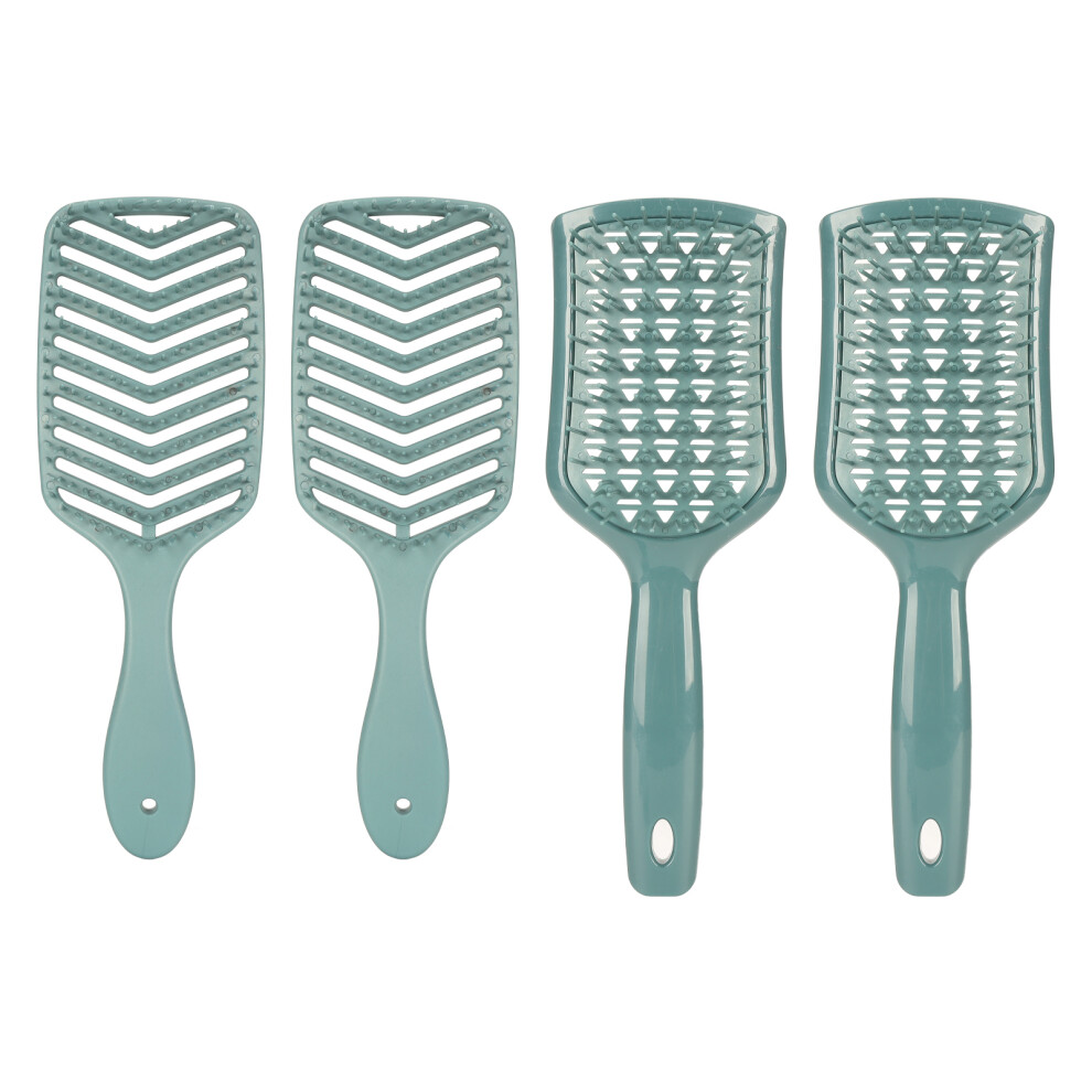 2PCS Diamond V Shaped Hollow Comb Curved Paddle Detangling Brush