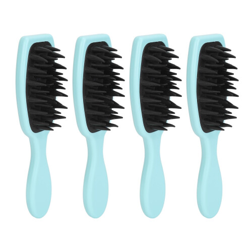 (Blue Handle Black Teeth) 4x Kopfhaut-Massagebürste Silikon weich 1