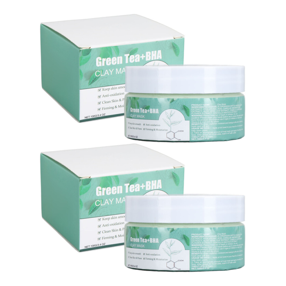 Green 2Pcs Tea Cleansing Mask 3.5Oz Purify Pores Blackhead Removal