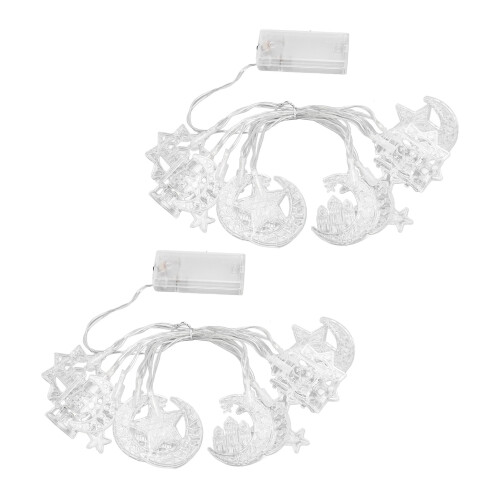 2pcs Star Moon String Lights LED Waterproof Battery Operated 2