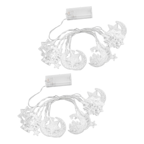2pcs Star Moon String Lights LED Waterproof Battery Operated 1