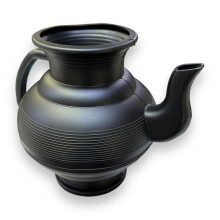 (Default) Black Plastic Short Nose Lota / Watering Can / Bathroom Wash Jug - With Integrated Handle