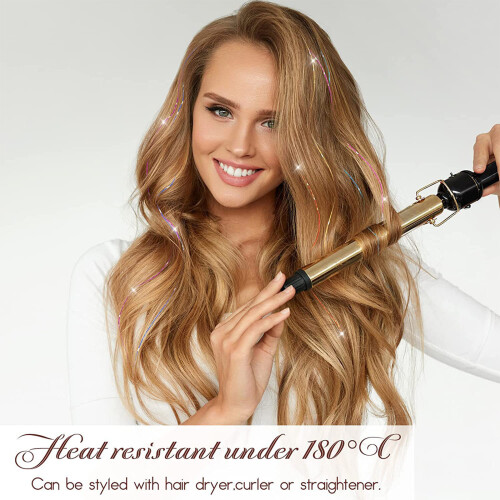 6x Clip-in Haar Tinsel 50cm Glitter Extensions