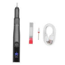 (Gray) 2 in 1 Nail Polisher Pen 35000rpm Rechargeable Silver