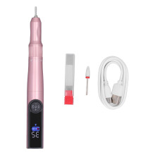 (Rose Gold) 2 in 1 Nail Polisher Pen 35000rpm Rechargeable Silver