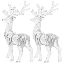 2Pcs Clear Acrylic Elk Christmas Tree Hanging Ornaments for Home