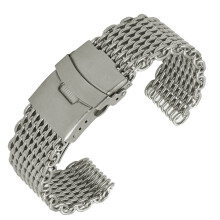 22 Mm Shark Mesh Rostfritt Stål Klockband Med Vikbar Spänne