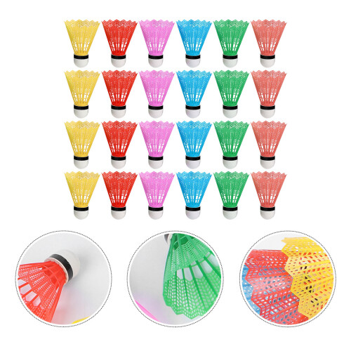 24Pcs Plastpuck Färgglad Badmintonboll Lättvikt 1