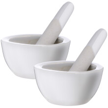 2 Set Porslinsmortel Med Stötplugg, Läkemedelsmala Fat Käpp