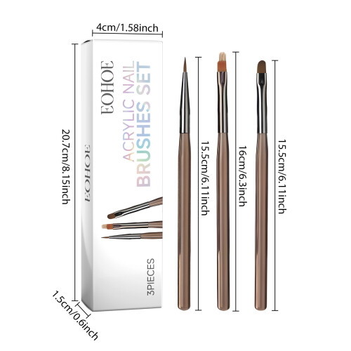 EOHOE 3pcs Acrylic Nail Brush Set UV Gel Tool