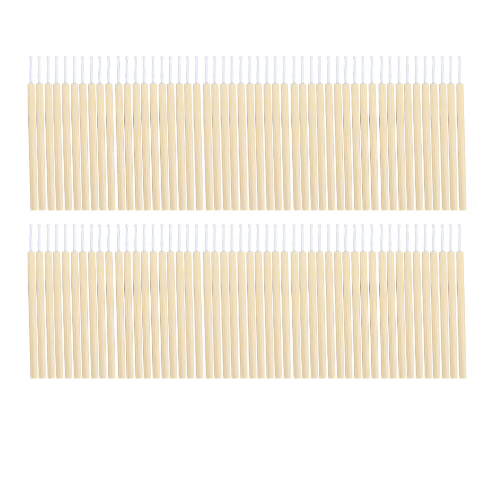 100pcs Disposable Micro Swabs Brush Bamboo Handle Eyelash Applicator