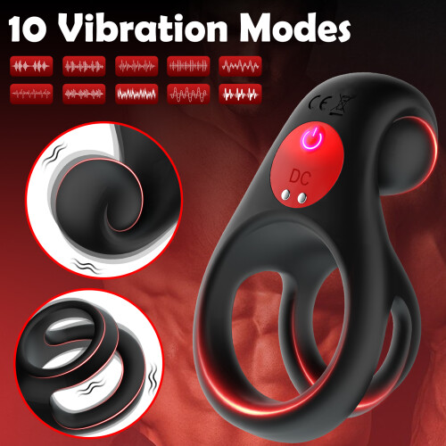 Silikon-Vibrating-Cock-Ring, 10 Modi, USB, wasserdicht