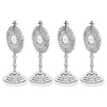 4Pcs Silver Mini Metal Cross with Base for Home Chapel Catholic Decor