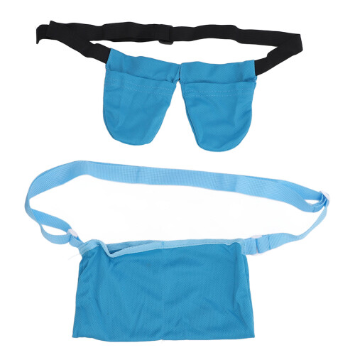 (Blue) Adjustable Mastectomy Drain Holder with Shower Bag Blue