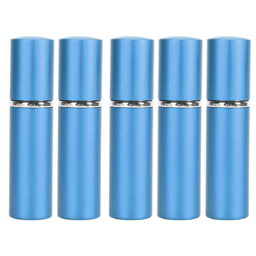 (Blue) 5pcs 10ml Flat Top Glass Spray Bottles Empty Black
