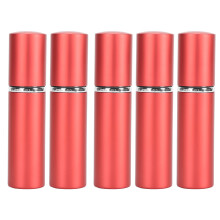 (Red) 5pcs 10ml Flat Top Glass Spray Bottles Empty Black