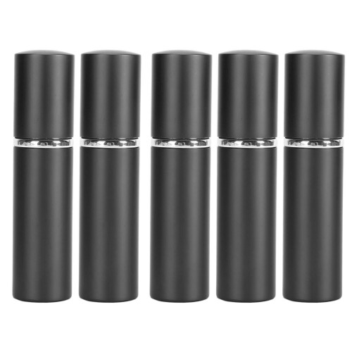 (Black) 5pcs 10ml Flat Top Glass Spray Bottles Empty Black