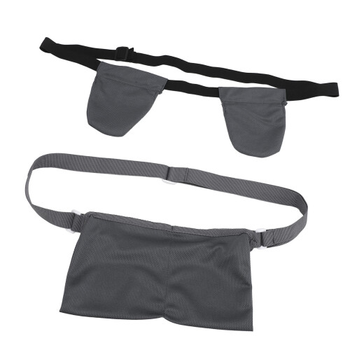 (Gray) Adjustable Mastectomy Drain Holder with Shower Bag Blue 2