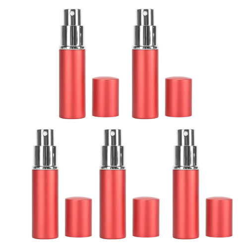 (Red) 5pcs 10ml Flat Top Glass Spray Bottles Empty Black 1