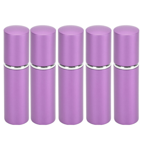 (Violet) 5pcs 10ml Flat Top Glass Spray Bottles Empty Black 2