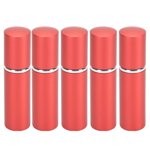 (Red) 5pcs 10ml Flat Top Glass Spray Bottles Empty Black 2
