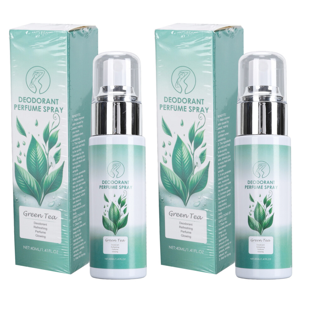 2Pcs Underarm Deodorant Spray 40ml Green Tea Scent Long Lasting