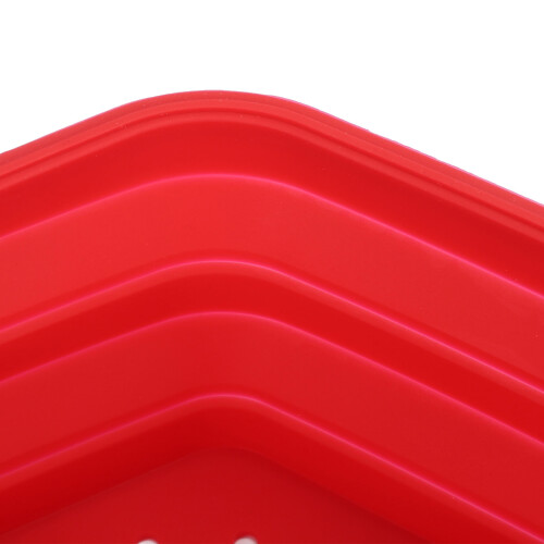 Red Silicone Microwave Splatter Cover Handle Collapsible 2