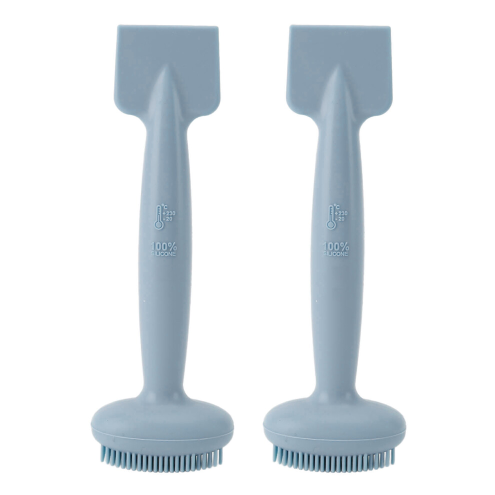 (Blue) 2Pcs Silicone Face Mask Applicator Double Head Reusable Brush Blue 461605316109