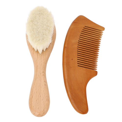 Babyhaarbürste Set Weiche Borsten Buchenholzgriff 1