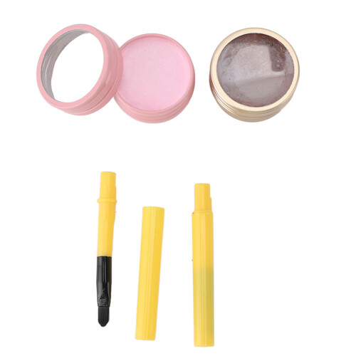 (Pink and Brown) 2Pcs Eyebrow Mapping Paste Washable White Black 20g
