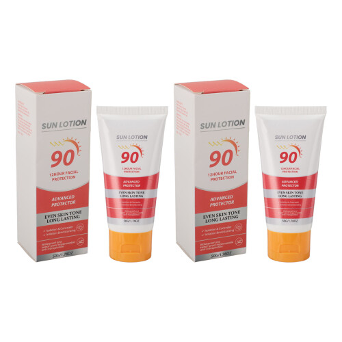 2pcs Moisturizing UV Face Sunscreen 1.8oz Water Resistant Non Greasy
