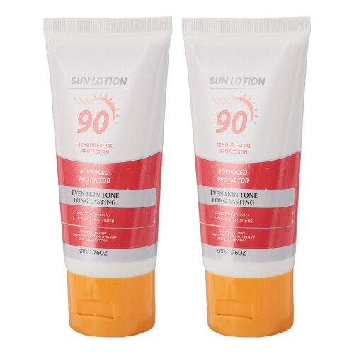 2pcs Moisturizing UV Face Sunscreen 1.8oz Water Resistant Non Greasy 2