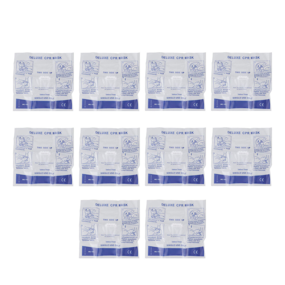 10pcs CPR Barrier One Way Valve Breathing Face Shields