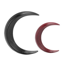 2x Mond-Haargabel aus Holz, dekorativ, Schwarz/Rot