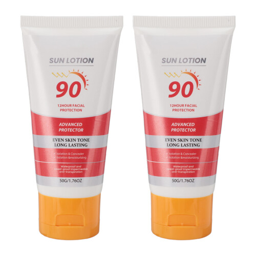 2pcs Moisturizing UV Face Sunscreen 1.8oz Water Resistant Non Greasy 1