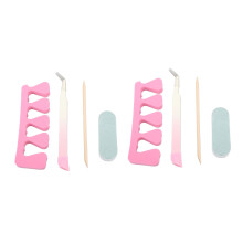 2 Sets Manicure Tools Stainless Steel Tweezers Toe Separator Sand Bar
