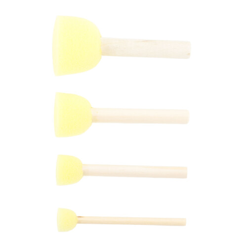 30st Sponge Brush Set Wood Handle Round DIY 1