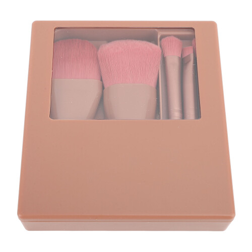 (Pink) 5Pcs Makeup Brush Set Portable Soft Bristles Green 1