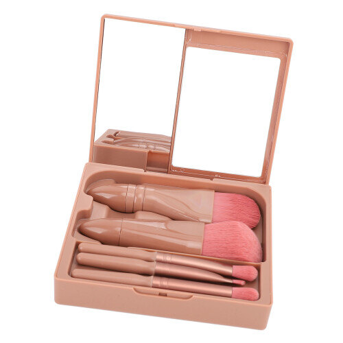 (Pink) 5Pcs Makeup Brush Set Portable Soft Bristles Green 2