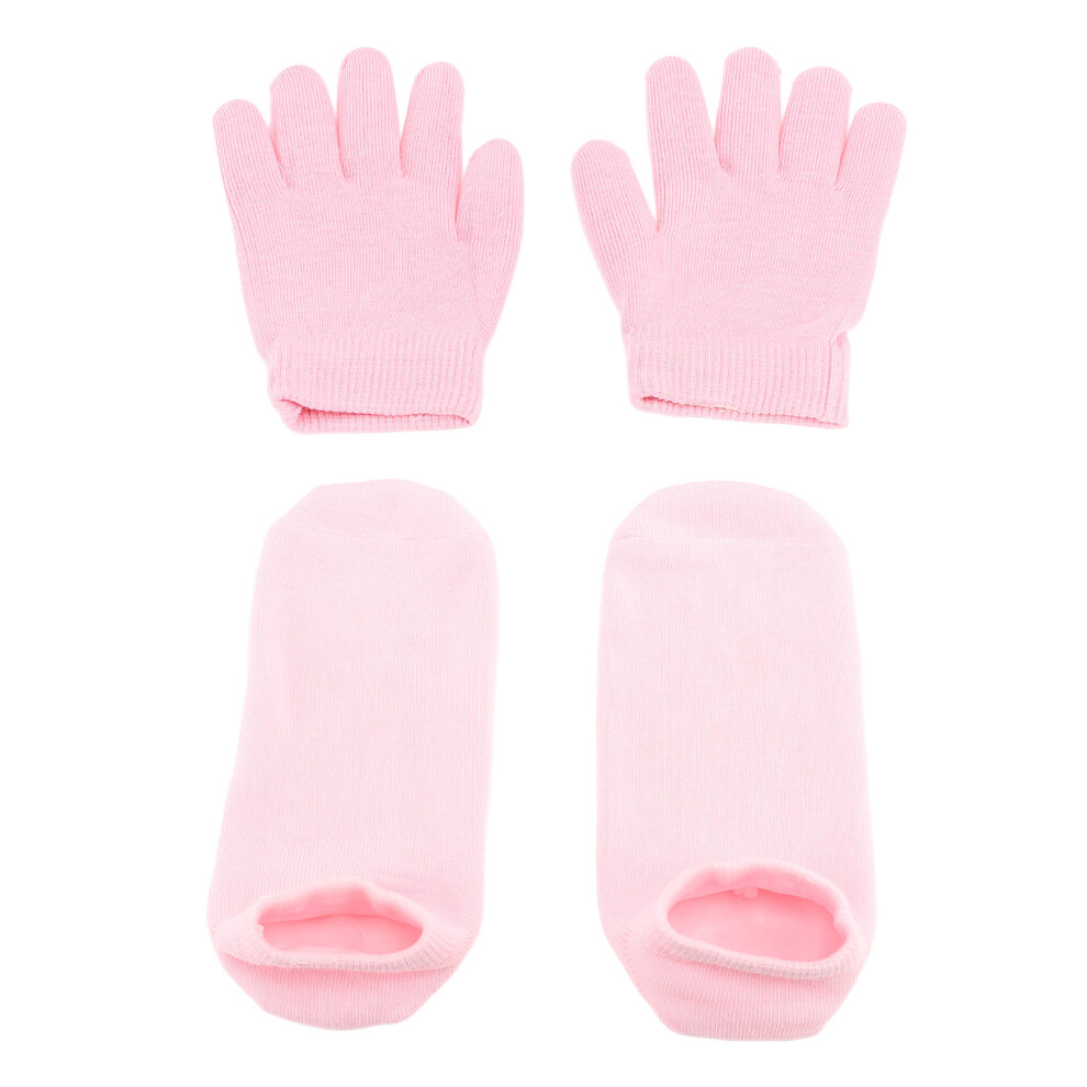 (Roseate) Gel Gloves Socks Set Moisturizing Dry Cracked Hands Feet Rose